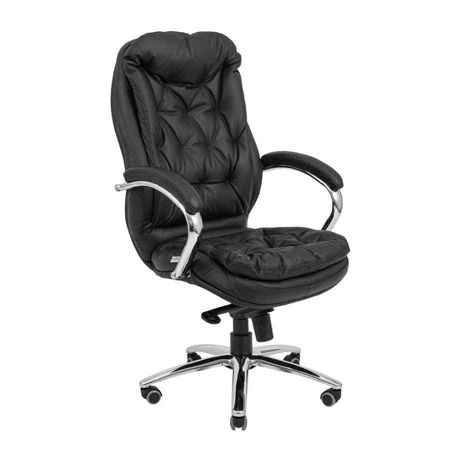 Крісло RICHMAN Венеція Хром П4 механізм M-3 (Multiblock) – оббивка Шкіра Люкс Чорна комбінована